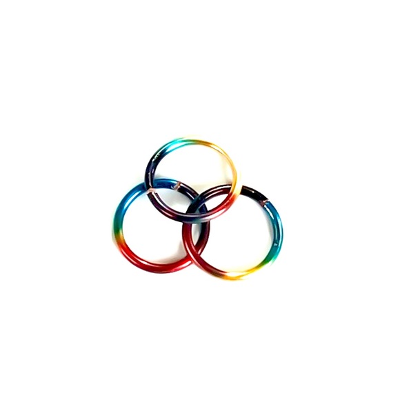 3 Pack Rainbow Colored Nose Ring Cartilage Hoop - Picture 2 of 15